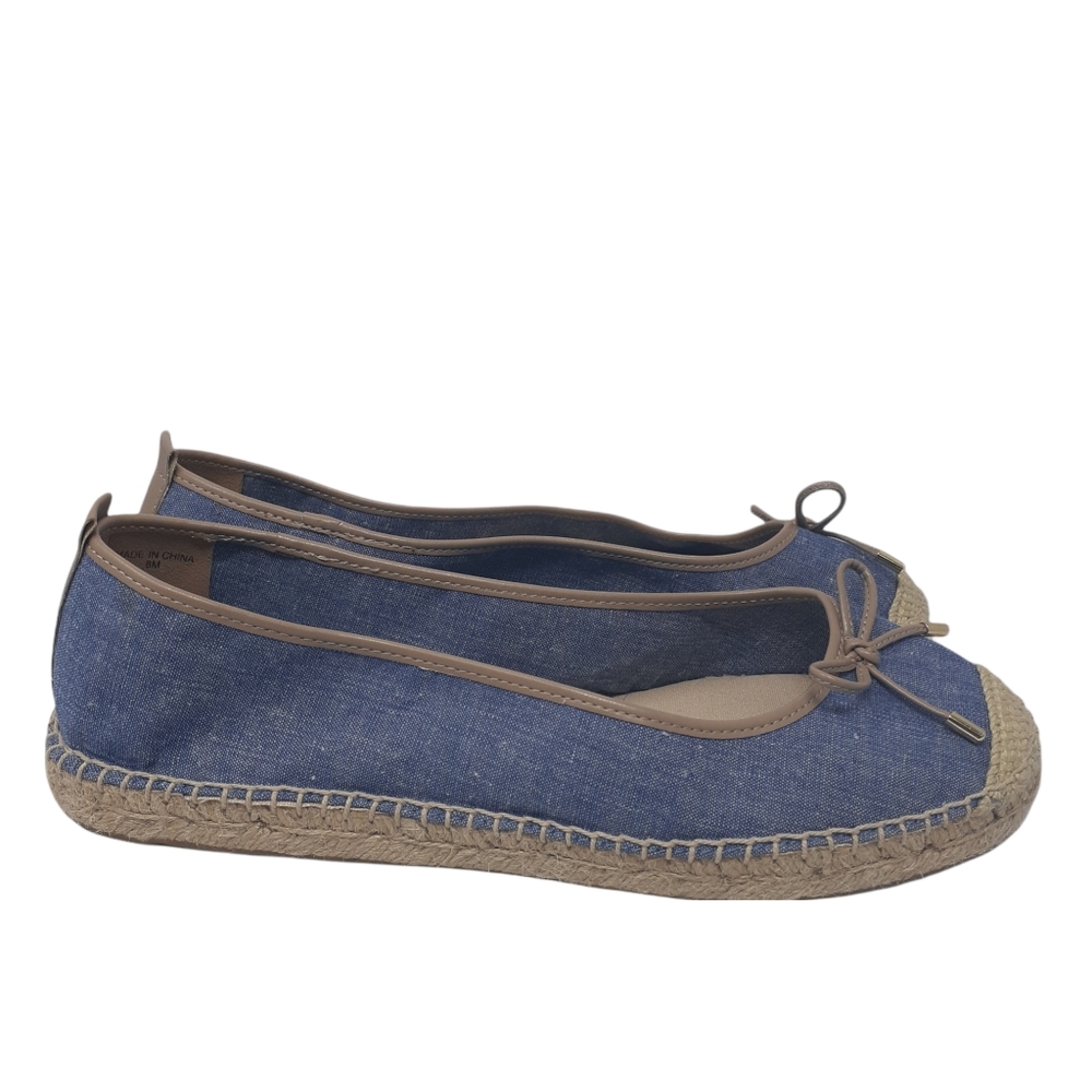 Talbots Espadrille Blue Denim Bow Flats Size 8 M